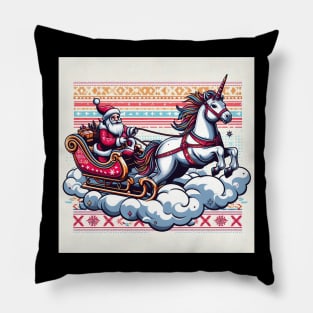 Santa Riding A Unicorn Pillow