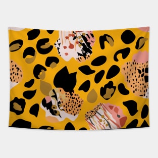 Modern abstract rose and leopard texture Tapestry