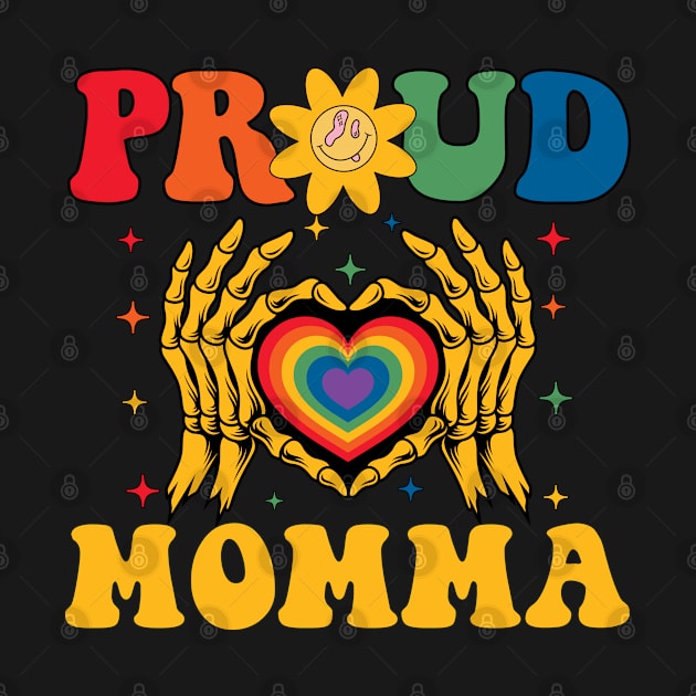 Rainbow Skeleton Heart Proud Momma LGBT Gay Lesbian Pride by Vixel Art