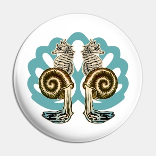 Seahorse and snails Pin