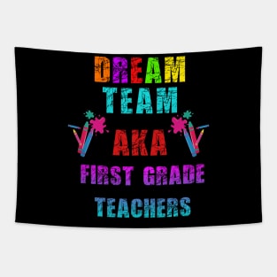 Scratchy first grade teachers dream team pink and blue Tapestry