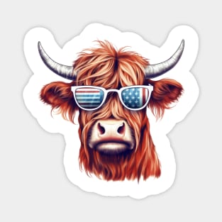 4th of July Highland Cow Magnet