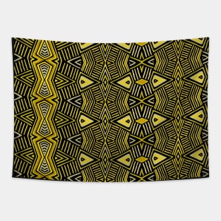 African Tribal Shield - Yellow Black Tapestry