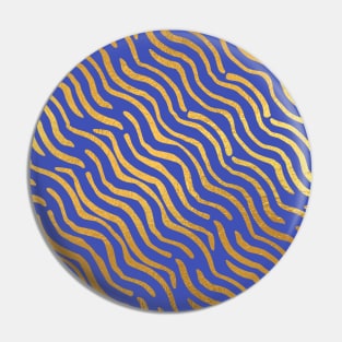 Indigo Blue Gold colored abstract lines pattern Pin