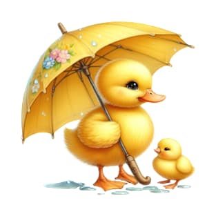 Cute Yellow Duck in the Rain T-Shirt