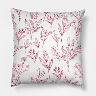 Flowers with leaves pattern viva magenta Pillow