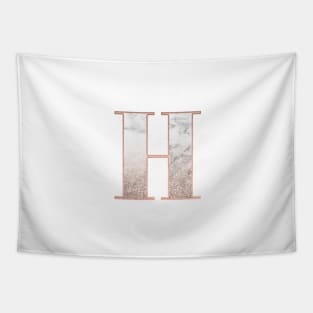 Monogram rose gold glitter marble H Tapestry