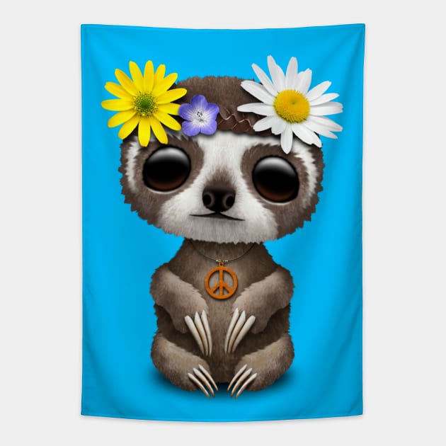 Cute Baby Sloth Hippie Tapestry by jeffbartels