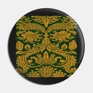 Gold on Green Royal Medieval Damask Scrolls Pin