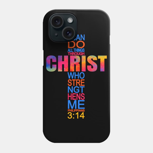 Philippians 4:13 Christian Bible Verse Cool Cross Men Women Phone Case by Kimmicsts