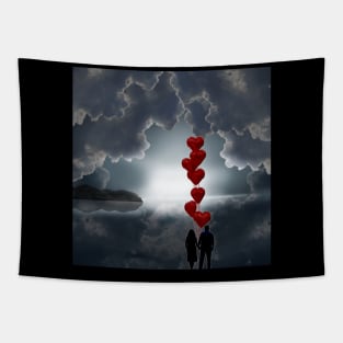 Valentine Wall Art - Cosmic date, suns coming out - Unique Valentine Fantasy Planet Landsape - Photo print, canvas, artboard print, Canvas Print and T shirt Tapestry