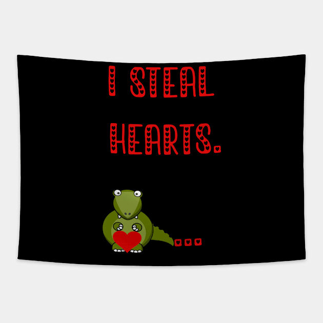 I i Steal Hearts Trex Dino Cute Baby Boy Valentines Day Gift 2021 Tapestry by flooky