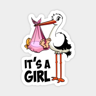 It’s a girl “The pink stork and the baby girl” Magnet