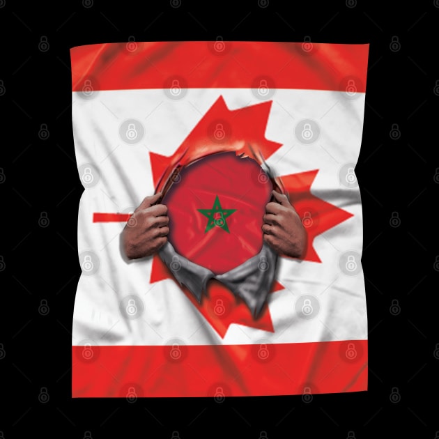 Morocco Flag Canadian Flag Ripped Open - Gift for Moroccan From Morocco by Country Flags