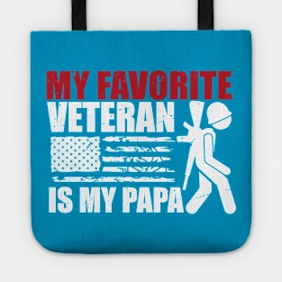 My Favorite Veteran Is My papa American US Flag Tote