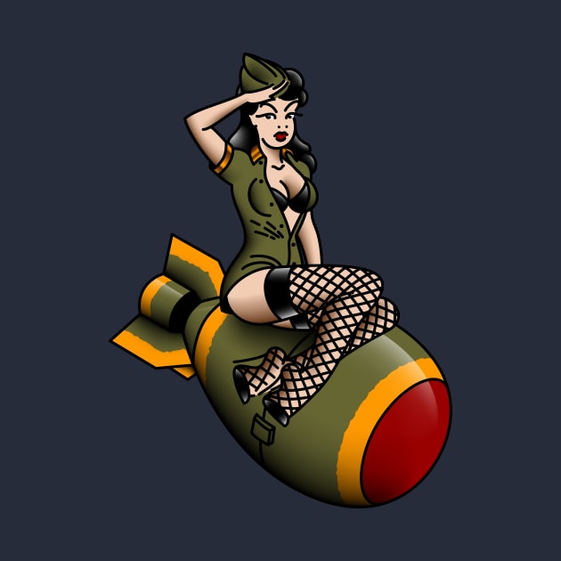 OldSalt/Salty-Dog American Traditional Patriotic Atomic Bomb Belle Pin-up Girl by OldSalt