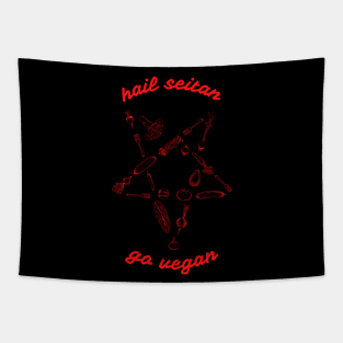 Hail seitan, go vegan / RED / Tapestry