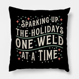 Sparking Up The Holidays One Weld At A Time | Welder Christmas Pillow