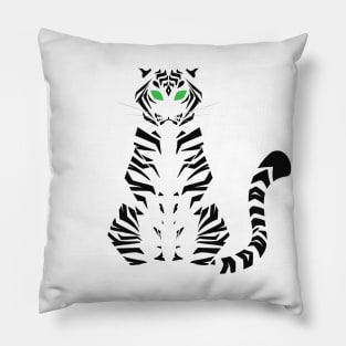 White Minimalist Tiger Pillow