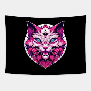 Mystic Third Eye Feline Fantasy Tapestry