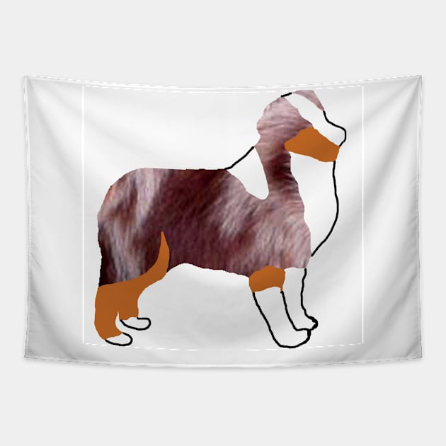 miniature american shepherd red merle silhouette Tapestry by Wanderingangel