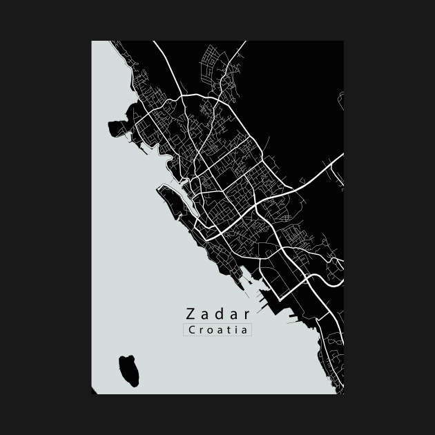 Zadar Coratia City Map dark by Robin-Niemczyk