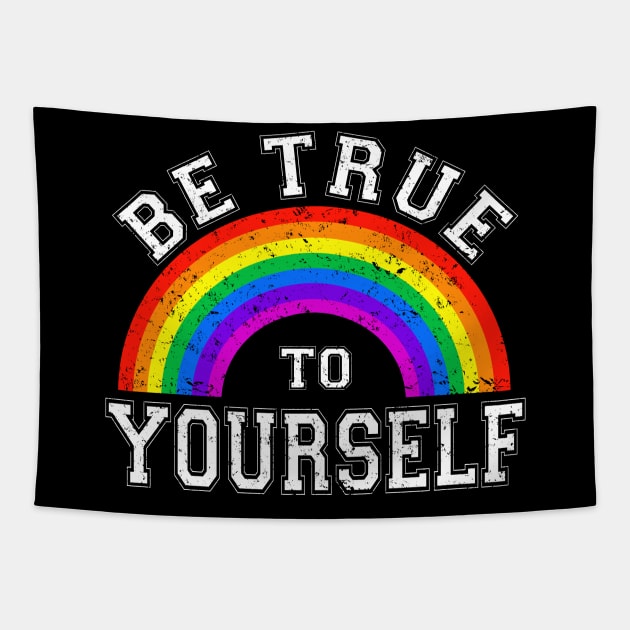 Be True To Yourself | Retro Rainbow Tapestry by jpmariano