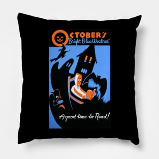 No Frame- Restored October's Bright Blue Weather WPA Poster Print Pillow