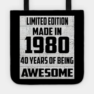 40th Birthday Vintage 1980 Made in 1980 Tote