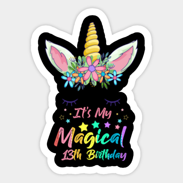 Unicorn 9th Birthday Magical Party Girls 9 Years Old 9th Birthday Unicorn Party Gift Idea Sticker Teepublic Uk