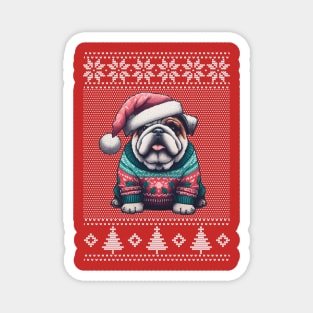 ugly christmas British bulldog sweater Magnet