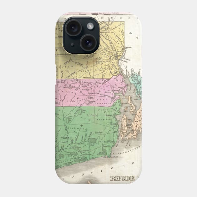 Vintage Map of Rhode Island (1827) Phone Case by Bravuramedia