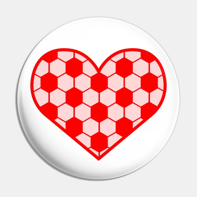 Colorful Football / Soccer Ball In Heart Shape Pin by DesignWood-Sport