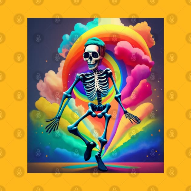 Dancing Skeleton Rainbow by BukovskyART