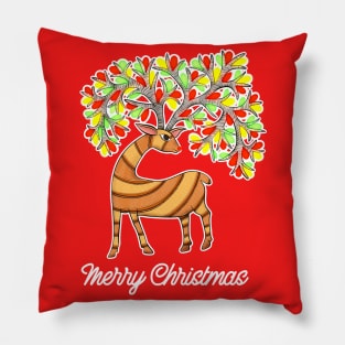 Adorable folk art reindeer Pillow