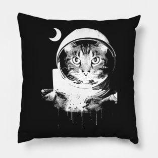 BW Astronaut Cat Pillow