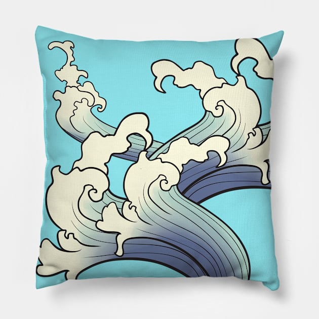 Soothing Waves of Blue Pillow by 5sizes2small