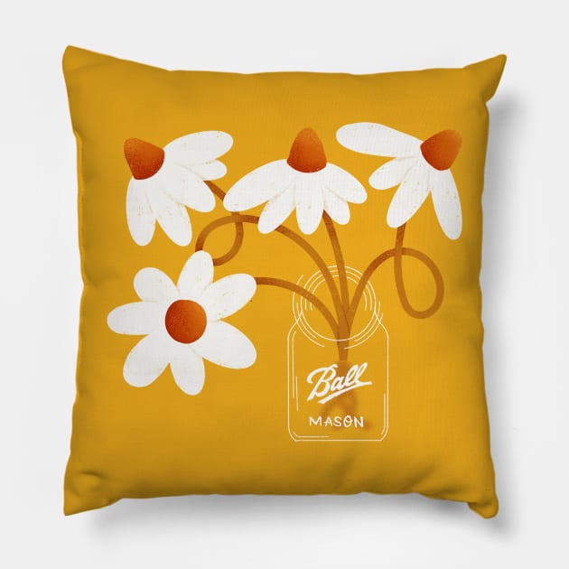 Mason Jar Daisies Pillow by Living in Patterns by Laura