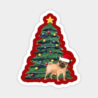 Cute Pug Christmas Tree Magnet