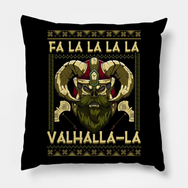 Christmas Santa Viking Fa La La La La Valhalla La Pillow by E