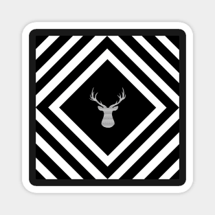 Abstract geometric pattern - Deer - black, gray and white. Magnet