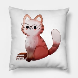 A Cat who likes to read books Pillow