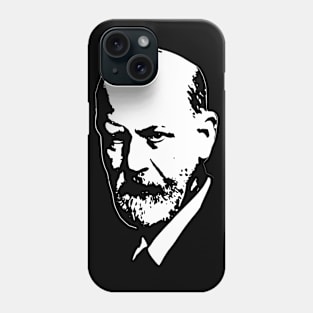 Sigmund Freud White On Black Phone Case