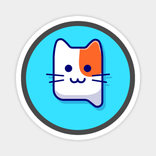 Cute Cat Head Cartoon Vector Icon Illustration Magnet