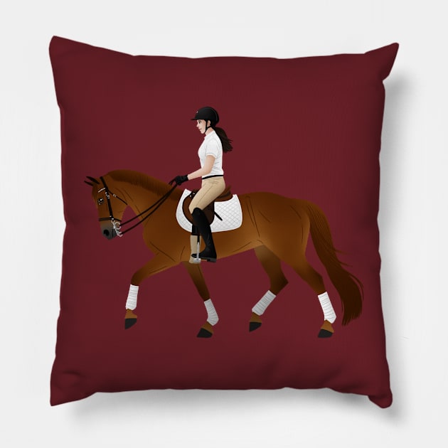 Sorrel English Horse and Rider - Equine Rampaige Pillow by Equine Rampaige