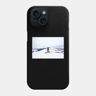 Snowboarding woman on snow Long Phone Case