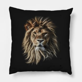 Wild Lion Fractal Pillow