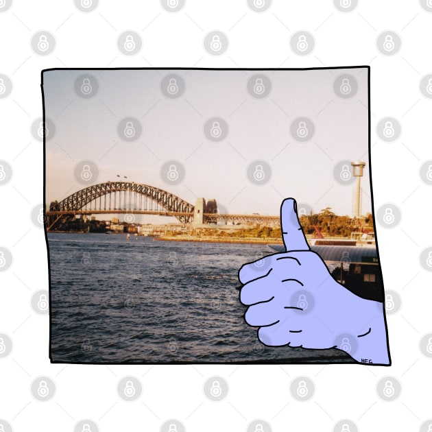 Sydney Harbour Bridge Thumbs Up Postcard Illustration by HFGJewels