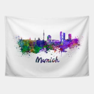 Munich skyline in watercolor Tapestry