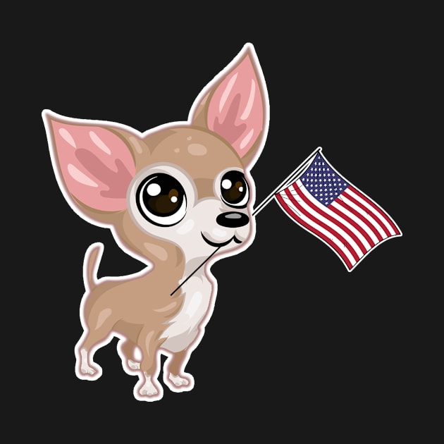 American Flag Chihuahua Dog Love by AdrianBalatee